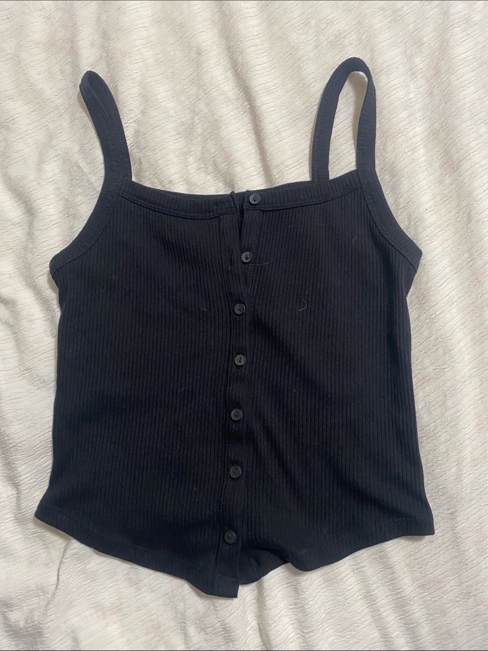 American Eagle Outfitters Black Ribbed Button-Front Kids Romper